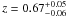 \hbox{$z=0.67^{+0.05} _{-0.06}$}