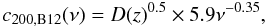 \begin{equation} c_{200,\mathrm{B12}}(\nu) = D(z)^{0.5}\times 5.9\nu^{-0.35}, \label{eq:bhh12} \end{equation}