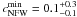 \hbox{$c_{\mathrm{NFW}}^{\mathrm{min}} = 0.1_{-0.1}^{+0.3}$}