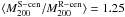 \hbox{$\langle M_{200}^{\mathrm{S-cen}}/M_{200}^{\mathrm{R-cen}}\rangle = 1.25$}