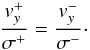 \appendix \setcounter{section}{1} \begin{equation} \label{cont2} \frac{v_y^+}{\sigma^+}=\frac{v_y^-}{\sigma^-}\cdot \end{equation}