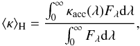 \begin{equation} \label{e_kh} \kh=\frac{\int_0^{\infty}\kap(\lambda)F_{\lambda}{\rm d}\lambda}{\int_0^{\infty}F_{\lambda}{\rm d}\lambda}, \end{equation}