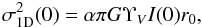 \begin{equation} \cdispsq = \alpha \pi G \ml I(0)\rs, \end{equation}