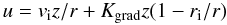 \begin{equation} u = v_{\rm i}z/r + K_{\rm {grad}}z(1-r_{\rm i}/r) \end{equation}