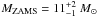 Mathematical equation: \hbox{$M_{\rm ZAMS}= 11_{-1}^{+2}~ M_\odot$}