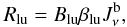 Mathematical equation: \appendix \setcounter{section}{2} \begin{equation} R_{\rm lu} = B_{\rm lu}\beta_{\rm lu} J_{\rm \nu}^{\rm b} , \label{eq:photoexc} \end{equation}