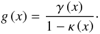 \begin{equation} g\left(x\right)=\frac{\gamma\left(x\right)}{1-\kappa\left(x\right)}\cdot \label{eq:reduced-shear} \end{equation}