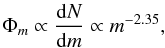 \appendix \setcounter{section}{2} \begin{equation} \label{eq:imf} \Phi_m\propto\frac{\d N}{\d m}\propto m^{-2.35}, \end{equation}