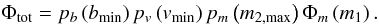 \appendix \setcounter{section}{2} \begin{equation} \label{eq:phitot} \Phi_{\rm tot} = p_b\left(b_{\min}\right)p_v\left(v_{\min}\right)p_m\left(m_{2,{\max}}\right) \Phi_m\left(m_1\right). \end{equation}
