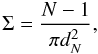 \appendix \setcounter{section}{1} \begin{equation} \label{eq:surf} \Sigma=\frac{N-1}{\pi d_N^2}, \end{equation}