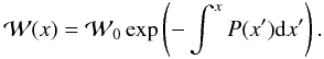 \appendix \setcounter{section}{2} \begin{equation} \mathcal{W}(x) = \mathcal{W}_0 \exp \left(- \int^x P(x') {\rm d}x' \right). \end{equation}