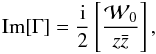 \appendix \setcounter{section}{2} \begin{equation} \mathrm{Im}[\Gamma] = \frac{\rm i}{2} \left[\frac{\mathcal{W}_0}{z \bar{z}}\right], \end{equation}