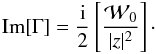 \appendix \setcounter{section}{2} \begin{equation} \mathrm{Im}[\Gamma] = \frac{\rm i}{2} \left[\frac{\mathcal{W}_0}{|z|^2}\right]\cdot \end{equation}