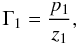 \appendix \setcounter{section}{4} \begin{equation} \Gamma_1 = \frac{p_1}{z_1}, \end{equation}