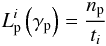 \begin{eqnarray} L_{\rm p}^i\left(\gamma_{\rm \rm p}\right) = {{n_{\rm p}} \over {t_i}} \end{eqnarray}