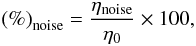 \begin{equation} \left(\%\right)_{\rm noise} = \frac{\eta_{\rm noise}}{\eta_0}\times 100, \end{equation}
