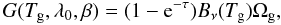 \appendix \setcounter{section}{1} \begin{equation} G(T_{\rm g},\lambda_0,\beta) = (1-\mathrm{e}^{-\tau})B_\nu(T_{\rm g})\Omega_{\rm g},\label{GB} \end{equation}