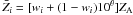 \hbox{$\bar Z_i= [w_i+(1-w_i)10^{\theta}] Z_{\rm A}$}