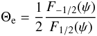 \begin{equation} \Theta_{\rm e} = \frac{1}{2}\frac{F_{-1/2}(\psi)}{F_{1/2}(\psi)} \label{equ:thetae} \end{equation}
