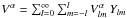\hbox{$V^\alpha=\sum_{l=0}^\infty\sum_{m=-l}^l V^\alpha_{lm}\,Y_{lm}$}