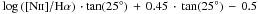 \hbox{$\log \left({[\text{N\sc ii}] / \text{H}\alpha} \right)\, \cdot \tan(25\degr) \, + \,0.45\, \cdot \,\tan(25\degr)\, - \, 0.5 $}