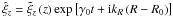 \hbox{$\hat\xi_{z}=\tilde\xi_{z}\left(z\right)\exp\left[\gamma_{0}t+{\rm i}k_{R}\left(R-R_{0}\right)\right]$}