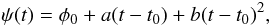 \begin{equation} \psi(t)=\phi_{0}+a(t-t_{0})+b(t-t_{0})^{2}, \label{eq2} \end{equation}