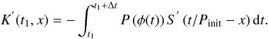 \appendix \setcounter{section}{1} \begin{equation} K^{'}(t_1,x)= - \int_{t_1}^{t_1+\Delta t} {P}\left(\phi(t)\right)S^{'}\left(t/P_{\rm init}-x\right){\rm d}t. \label{app_eq2} \end{equation}