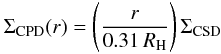 \begin{equation} \Sigma_{\rm CPD}(r) = \left(\frac{r}{0.31\,R_{\rm H}}\right) \Sigma_{\rm CSD} \label{eq:Sigma_CPD} \end{equation}