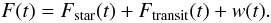 \begin{displaymath} F(t) = F_\mathrm{star}(t) + F_\mathrm{transit}(t) + w(t). \end{displaymath}