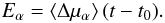 \begin{eqnarray} E_\alpha = \left< \Delta \mu_\alpha \right>(t-t_0). \end{eqnarray}
