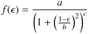 \appendix \setcounter{section}{2} \begin{equation} f(\epsilon)=\frac{a}{\left(1+\left(\frac{1-\epsilon}{b}\right)^2\right)^c} \end{equation}