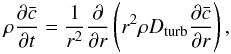 \appendix \setcounter{section}{1} \begin{equation} \rho \frac{\partial \bar{c}}{\partial t} = \frac{1}{r^{2}} \frac{\partial}{\partial r} \left( r^{2} \rho D_{\rm turb} \frac{\partial \bar{c}}{\partial r} \right) , \end{equation}