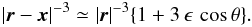 \appendix \setcounter{section}{2} \begin{equation} \displaystyle |\vec{r}-\vec{x}|^{-3}\simeq |\vec{r}|^{-3}\{1+3\,\epsilon\,\cos{\theta}\}. \end{equation}
