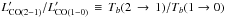 Mathematical equation: \hbox{$L^{\prime}_{{\rm CO(2{-}1)}}/L^{\prime}_{{\rm CO(1-0)}} \,\equiv\, T_{b}(2\,\rightarrow\,1)/T_{b}(1 \rightarrow 0)$}