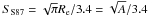 \hbox{$S_{\rm S87} = \sqrt{\pi} R_{\rm e} / 3.4 = \sqrt{A}/3.4$}