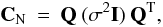 \begin{equation} {\bf C}_{\rm N} \: = \: {\bf Q} \: (\sigma^2{\bf I}) \: {\bf Q}^{\rm T}, \label{Eq:3_7} \end{equation}