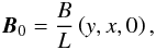 \begin{eqnarray} {{\vec B}}_0 = \frac{B}{L} \left(y, x, 0\right) , \label{Xpoint} \end{eqnarray}