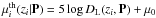 \hbox{${ \mu_i^\mathrm{th} (z_i|\mathbf{P}) = 5 \log{D_{\rm L}(z_i,\mathbf{P})} + \mu_0 }$}