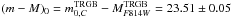 Mathematical equation: \hbox{$(m-M)_0= m_{0,C}^{\rm TRGB} - M_{F814W}^{\rm TRGB} = 23.51\pm 0.05$}
