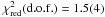 Mathematical equation: \hbox{$\chi_{\rm red}^2({\rm d.o.f.})=1.5(4)$}