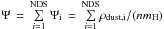 Mathematical equation: \hbox{$\Psi\,=\,\sum\limits_{i=1}^{\rm NDS}\Psi_{\rm i}\,=\, {\sum\limits_{i=1}^{\rm NDS}}\rho_{\rm dust,i}/({n m_{\rm H}})$}