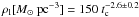 Mathematical equation: \hbox{$ \rho_{\rm l} [\Msun~{\rm pc}^{-3}] = 150~t_{\rm c}^{-2.6 \pm 0.2}$}