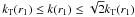 Mathematical equation: \hbox{$k_{\rm T}(r_1) \le k(r_1) \le \sqrt{2} k_{\rm T}(r_1)$}