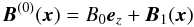 Mathematical equation: \begin{equation} \label{B0B1} \vec{B}^{(0)}(\vec{x}) = B_0 \vec{e}_z + \vec{B}_1(\vec{x}) \end{equation}