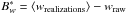 Mathematical equation: \hbox{${B_{w}^*}=\langle w_\mathrm{realizations} \rangle - w_\mathrm{raw}$}