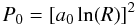 Mathematical equation: \begin{equation} P_{0}=[a_{0}\ln(R)]^{2} \end{equation}