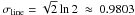 Mathematical equation: \hbox{$\sigma_{\rm line} = \sqrt{2}\ln{2}~\approx~0.9803$}