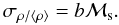 Mathematical equation: \begin{equation} \sigma_{\rho / \langle \rho \rangle} = b {\cal M}_\mathrm{s}. \label{eq:b} \end{equation}