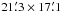 Mathematical equation: \hbox{$21\farcm3\times 17\farcm1$}